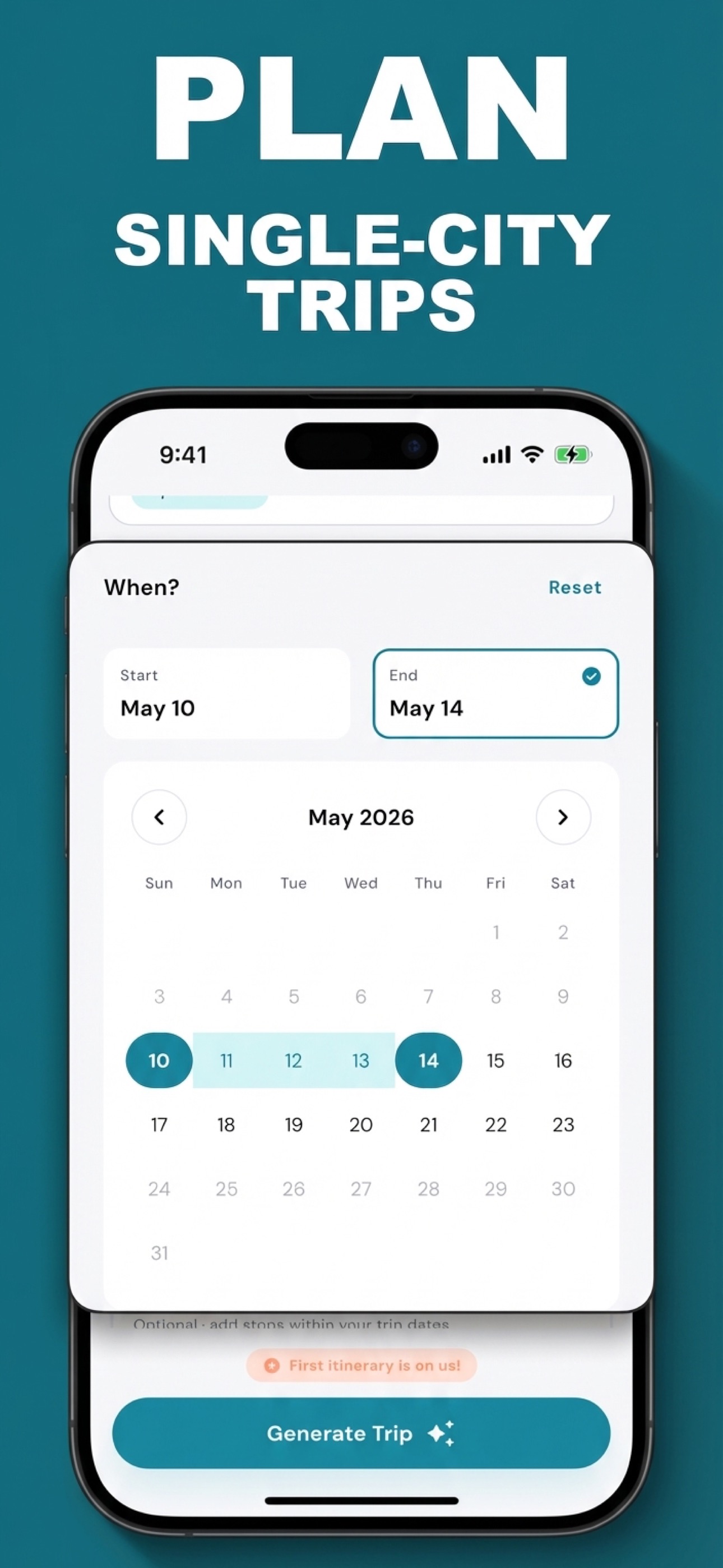 Sequva trip overview with day-by-day itinerary for a single city
